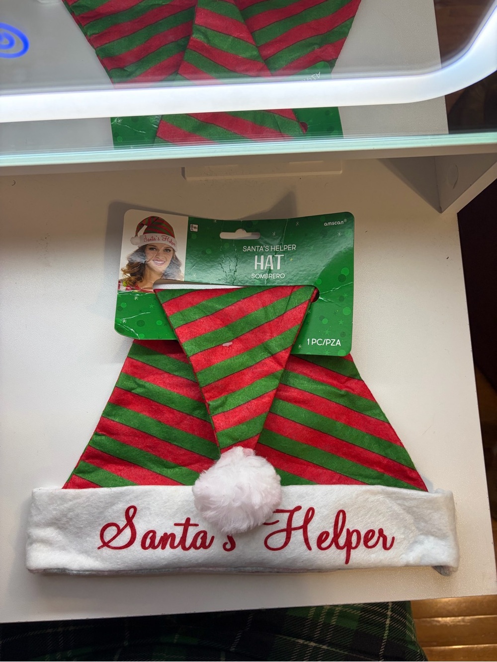 Amscan Santa's Helper Hat - Red & Green Stripe